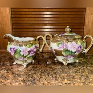 Floral Gold and Purple Tea Set